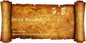 Hold Balabán névjegykártya